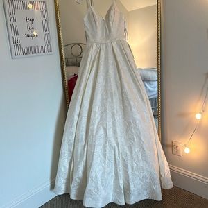 White wedding/debutant dress, rose detail, comes with removable belt WORN ONCE